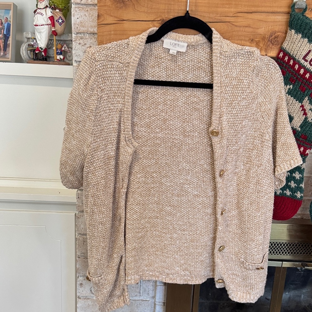 LOFT Women's Beige Cardigan Sweater